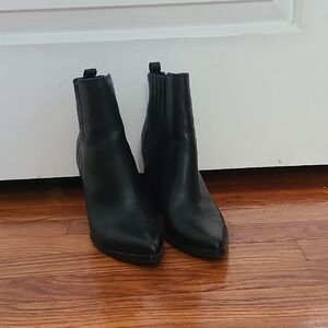 Marc Fisher Black Faux Leather Heeled Ankle Boots Size 8M